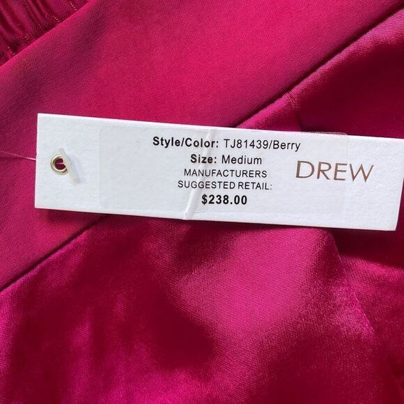 DREW By Anthropologie NWT Eva Wide Leg HW 90s Party Pants Baggy Satin In Berry M - Picture 7 of 7